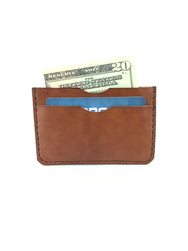 H+B  SLIM CARD WALLET - BUCK BROWN LEATHER WALLET
