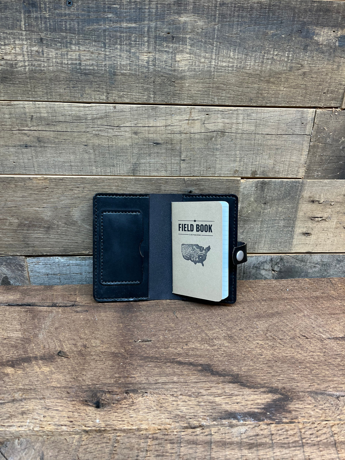 H+B NOTEBOOK/PASSPORT HOLDER WITH PEN SLEEVE | BLACK LEATHER