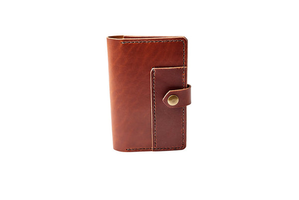 H+B NOTEBOOK/PASSPORT HOLDER WITH PEN SLEEVE | BURNT UMBER LEATHER