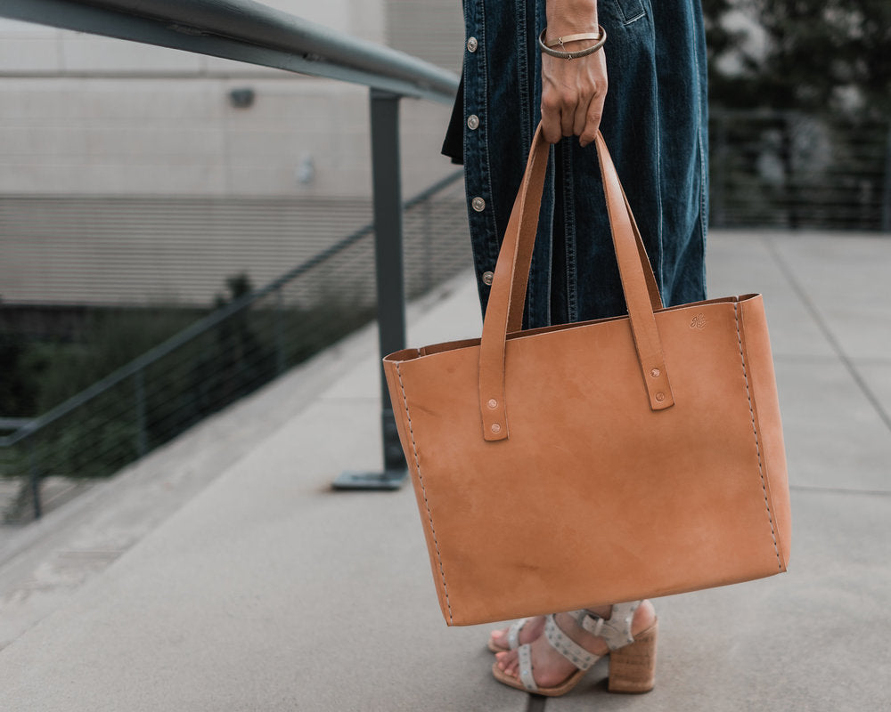 Organic Leather Tote | Burgundy