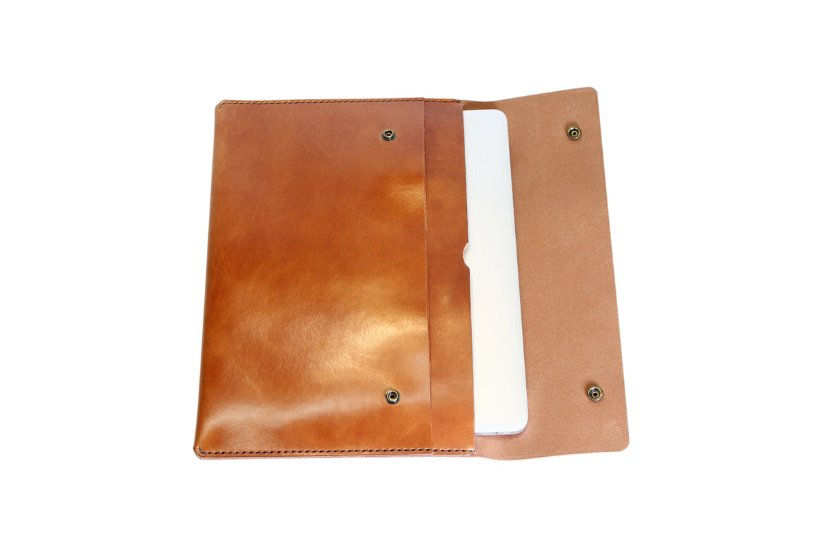 H+B LAPTOP CASE & FIELD NOTES POCKET | BUCK BROWN LEATHER