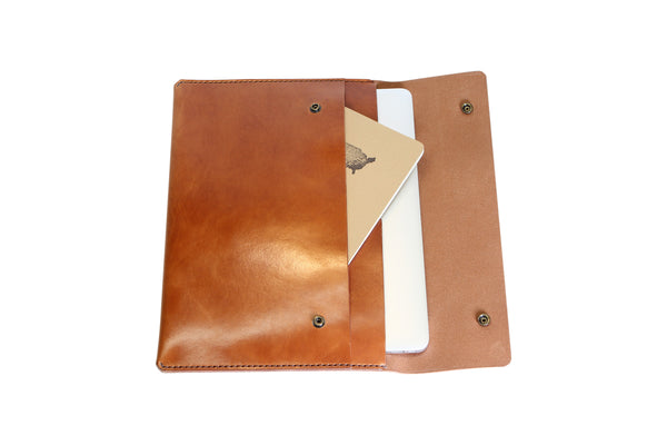H+B LAPTOP CASE & FIELD NOTES POCKET | BUCK BROWN LEATHER