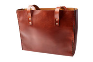 LEATHER TOTE BAG | H+B CLASSIC BURNT UMBER LEATHER TOTE BAG